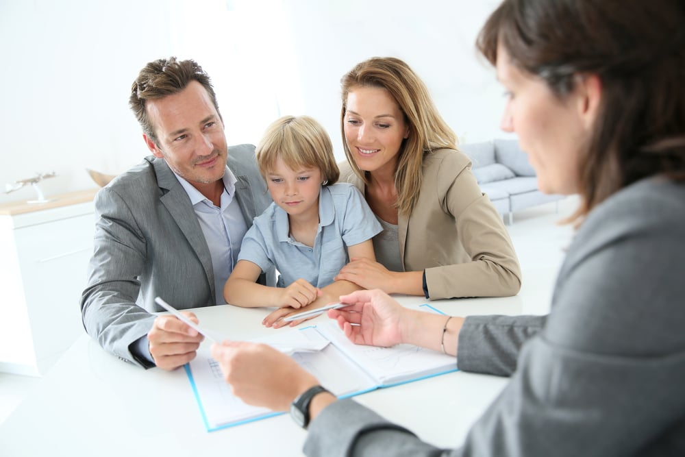 Family meeting real-estate agent to buy new home Family meeting real-estate agent to buy new home